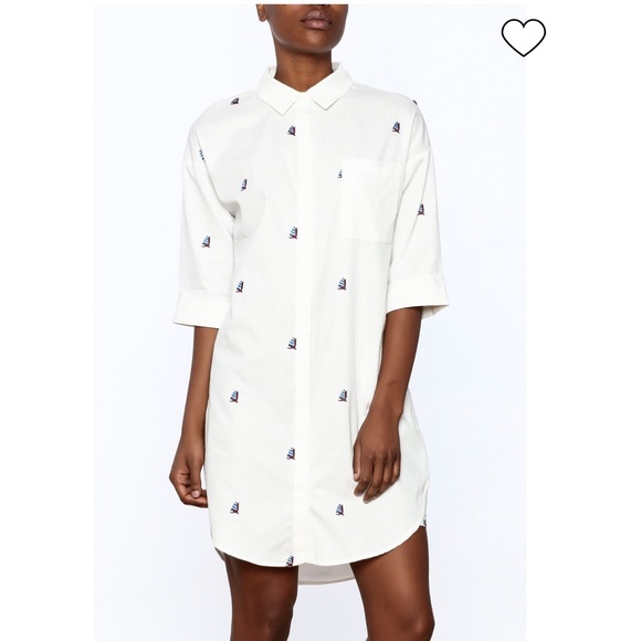 Frnch Dresses & Skirts - FRNCH | Sailboat Shirt Dress White Size Small/ Med